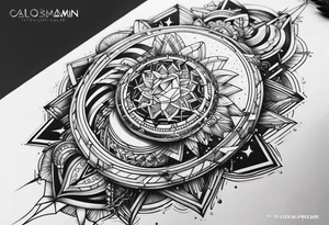 futuristic style on left arm tattoo idea