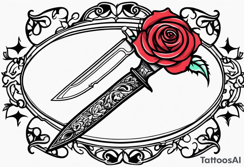 Messer mit Stacheldraht und Rose tattoo idea