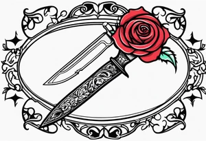 Messer mit Stacheldraht und Rose tattoo idea