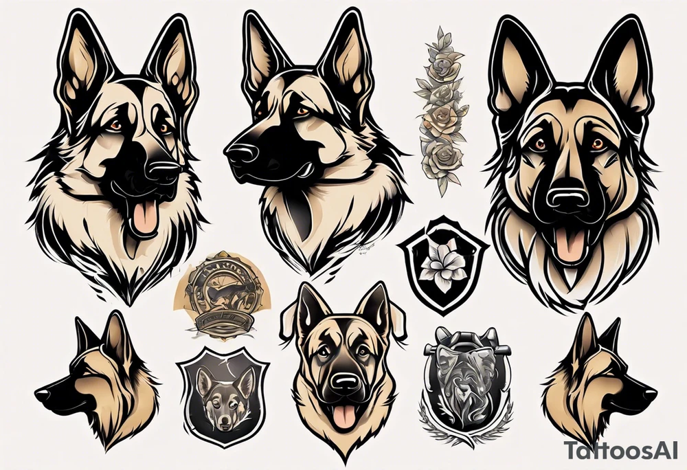 German shepherd puppy profile tattoo idea