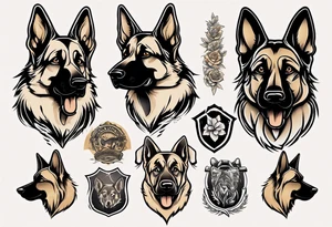 German shepherd puppy profile tattoo idea