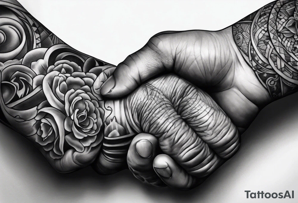 Grandfathers hand holding mine tattoo idea