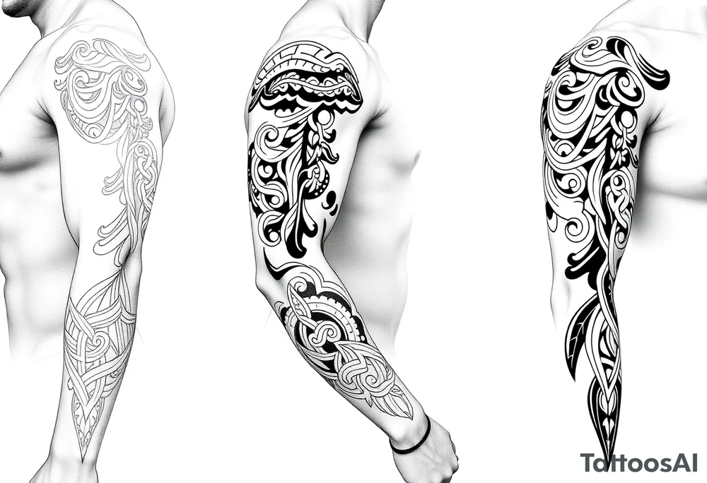 Māori style Celtic 
and bands black and white shading tattoo idea