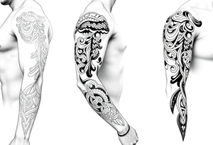 Māori style Celtic 
and bands black and white shading tattoo idea