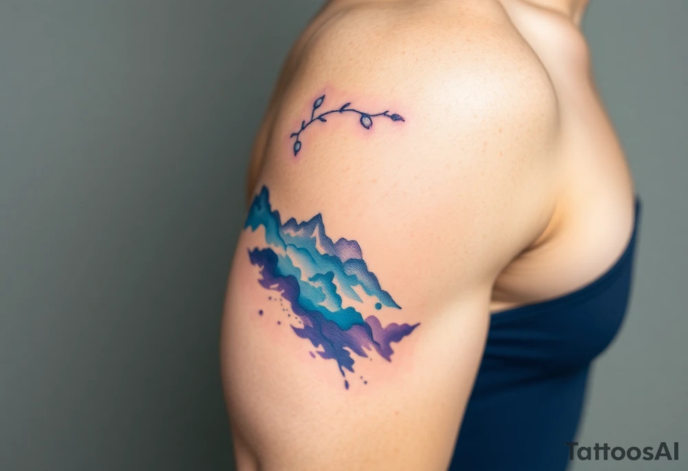 Beautiful scene in  nature blue qnd purple tattoo idea