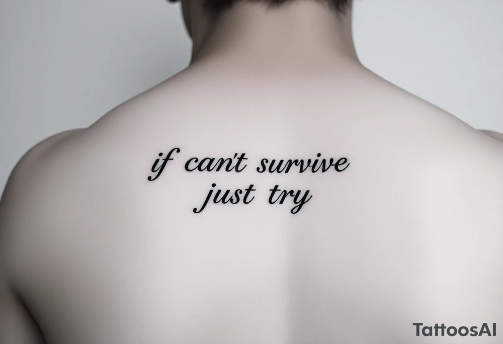 The lyrics “if you can’t survive, just try” in a fancy font on an arm tattoo idea