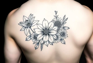 Forearm Water lily daisy carnation and chrysanthemum tattoo idea