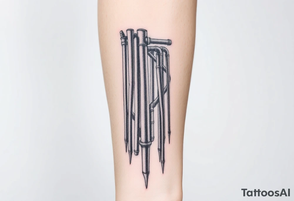 vertical System of thin pipes that transitions gradually from the end into thick, widespread veins of forearm tattoo idea