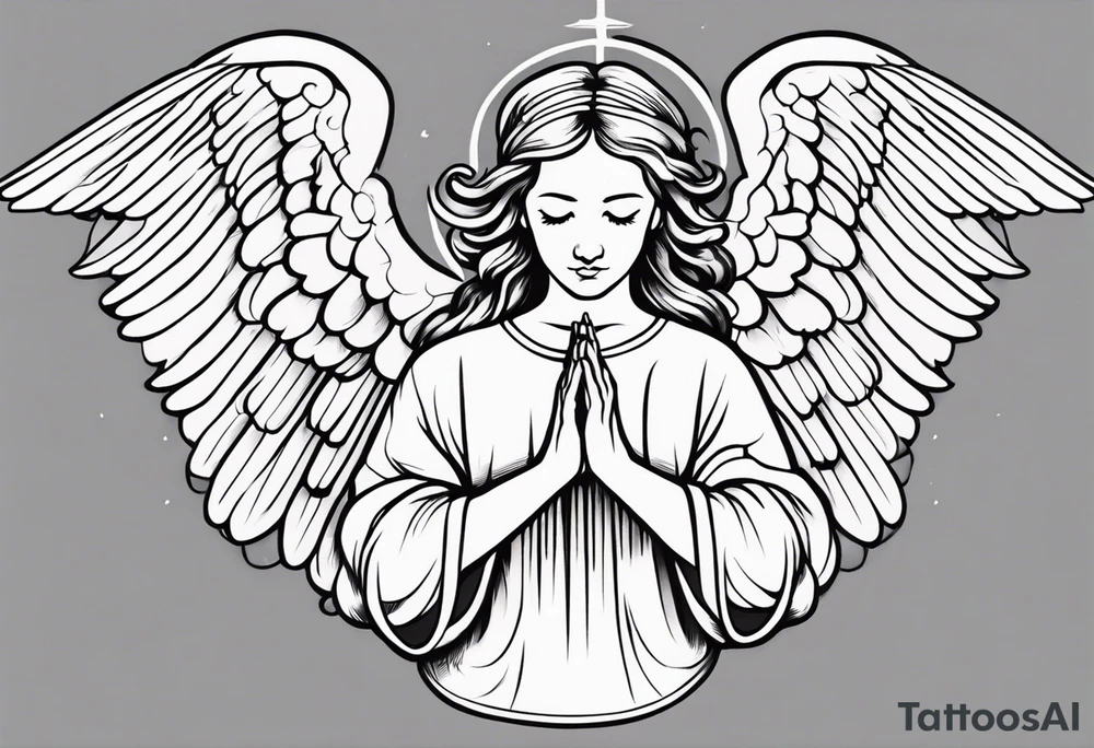 Angel with prayer hands tattoo idea
