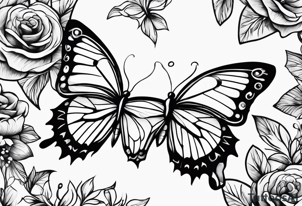 Butterflies and NCJB letters tattoo idea
