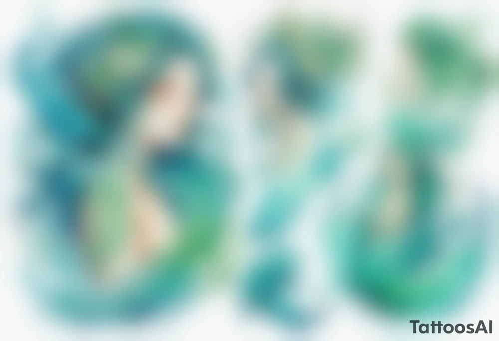 a blue-green Naiad tattoo idea
