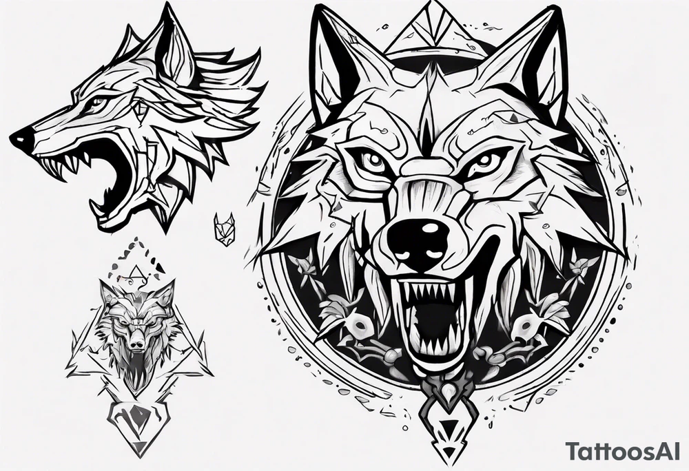 wolf head from zelda tears of the fallen kingdom tattoo idea