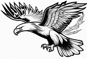 Traditional Eagle swooping into battle carrying sword tattoo idea