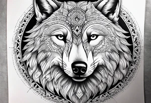 Mandala forearm design wolves and full moon tattoo idea