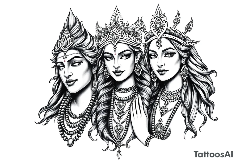 Lord Shiva, Godess Kali, Godess Lilith Together tattoo idea