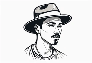 Guy wearing a hat facing forward tattoo idea