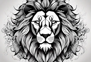 Using abstract art techniques, this design would depict the lion with unconventional shapes and vibrant colors, creating a modern and artistic interpretation. tattoo idea