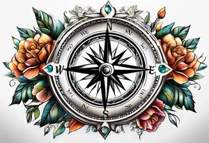 Compass , flower, cross tattoo idea