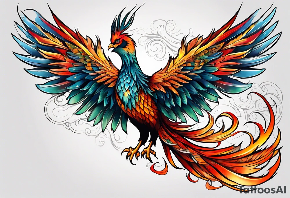 traditional Japanese phoenix no background tattoo idea