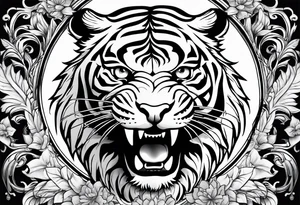half bull and half tiger tattoo idea