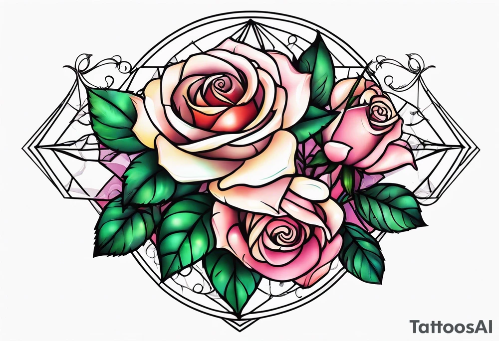 the name Crystal with rose vines going through it tattoo idea