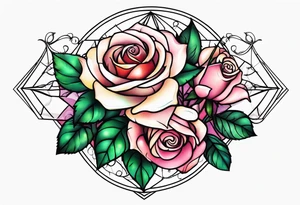 the name Crystal with rose vines going through it tattoo idea
