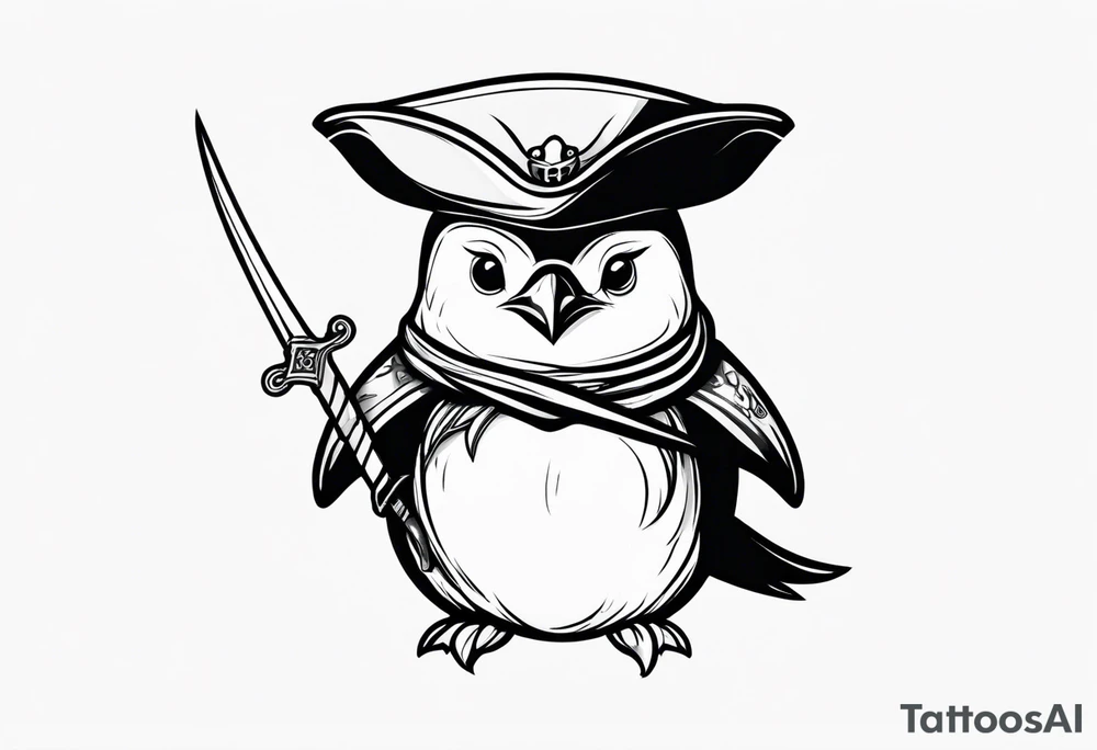 penguin dressed as a pirate tattoo idea