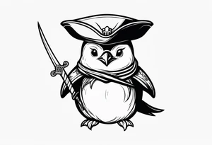 penguin dressed as a pirate tattoo idea