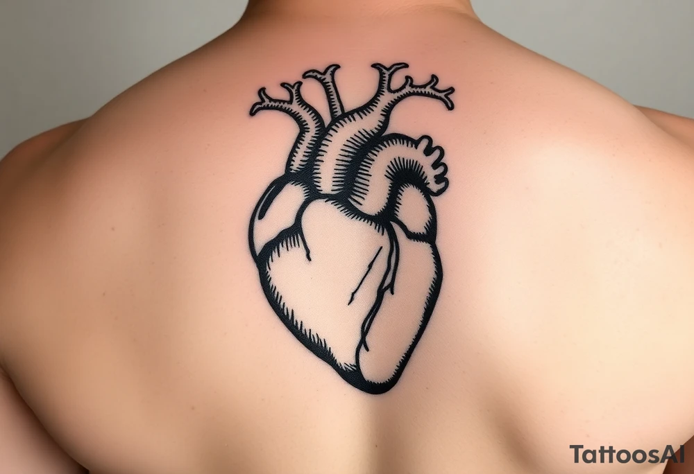 woodcut realistic heart tattoo tattoo idea