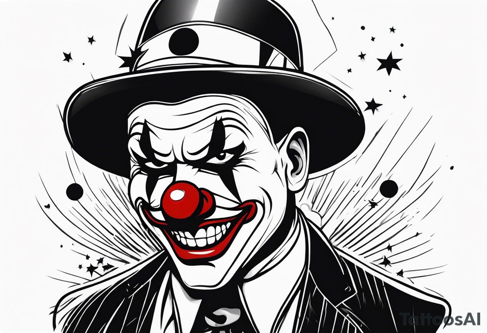 Evil clown gangster tattoo idea