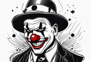 Evil clown gangster tattoo idea