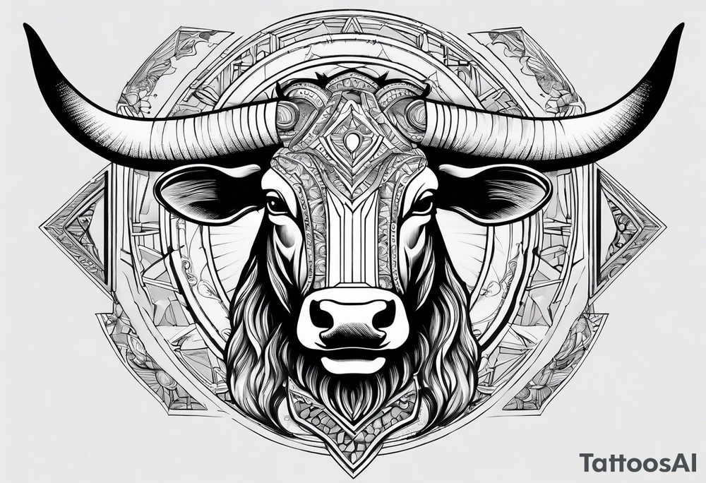 I want a Taurus head with the planets positions on May 20th, 1989. With an arrow splitting the head tattoo idea