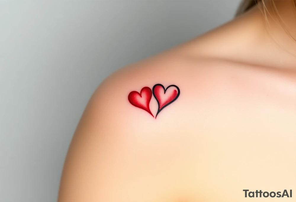 A fiery infinity symbol with a glowing red hearts tattoo idea