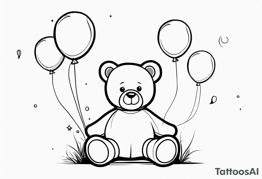 teddy bear with balloons tattoo idea