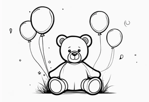 teddy bear with balloons tattoo idea