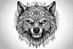 Skull with wolf tattoo idea