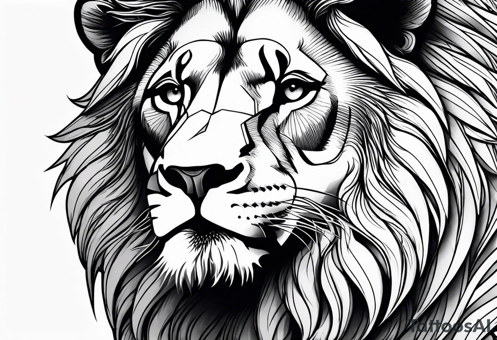 powerful majestic lion, close-up tattoo idea