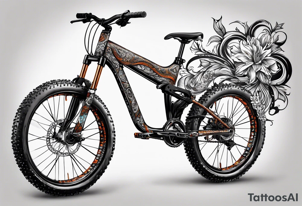 Mountain bike with the frame made of a copperhead body tattoo idea