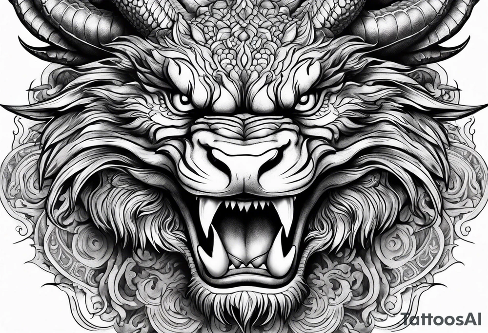 Animal Head ONLY: Chinese Dragon front facing tattoo idea