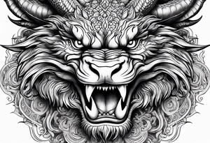 Animal Head ONLY: Chinese Dragon front facing tattoo idea
