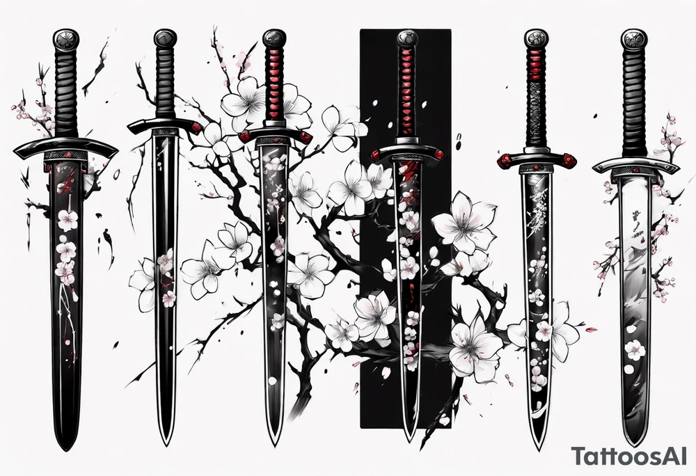 samurai swords Sakura blood tattoo idea