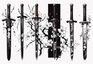 samurai swords Sakura blood tattoo idea