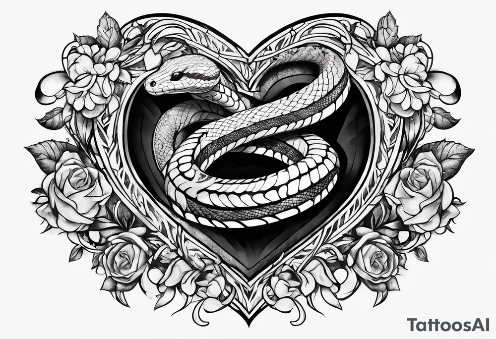 a snake wrapped around a heart tattoo idea