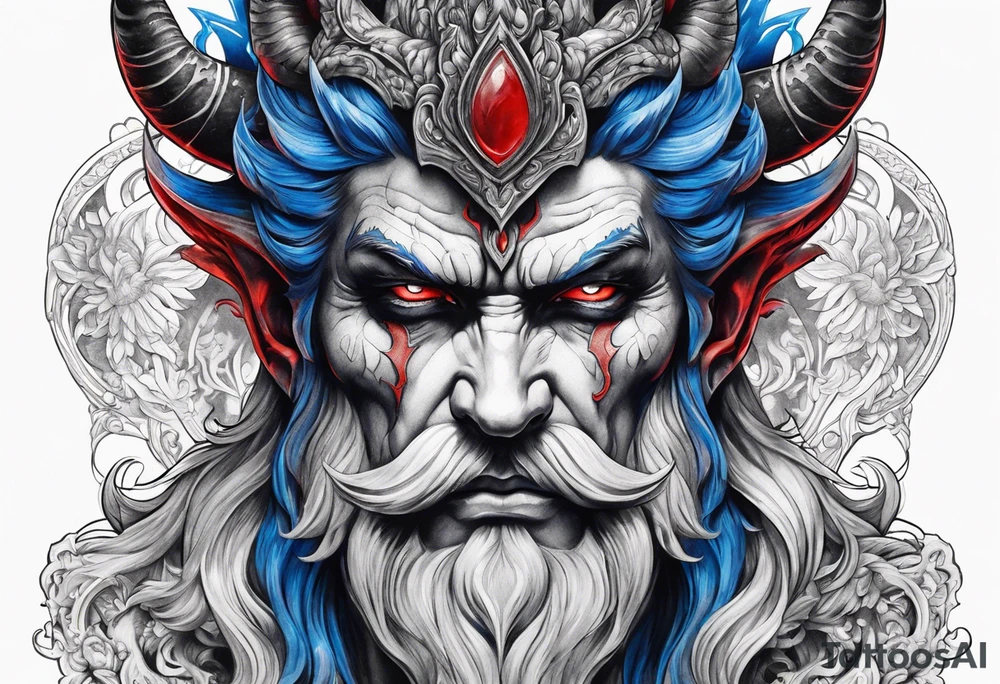 Hades with blue and red
shadowns tattoo idea