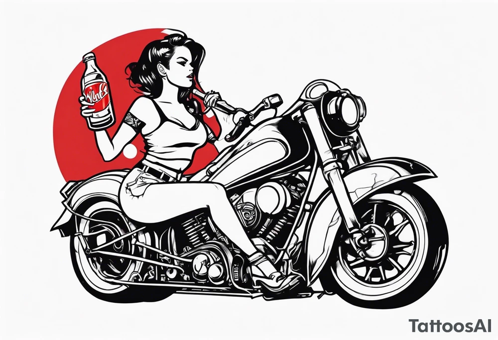 Nuka cola girl sat on rocket drinking nuka cola tattoo idea
