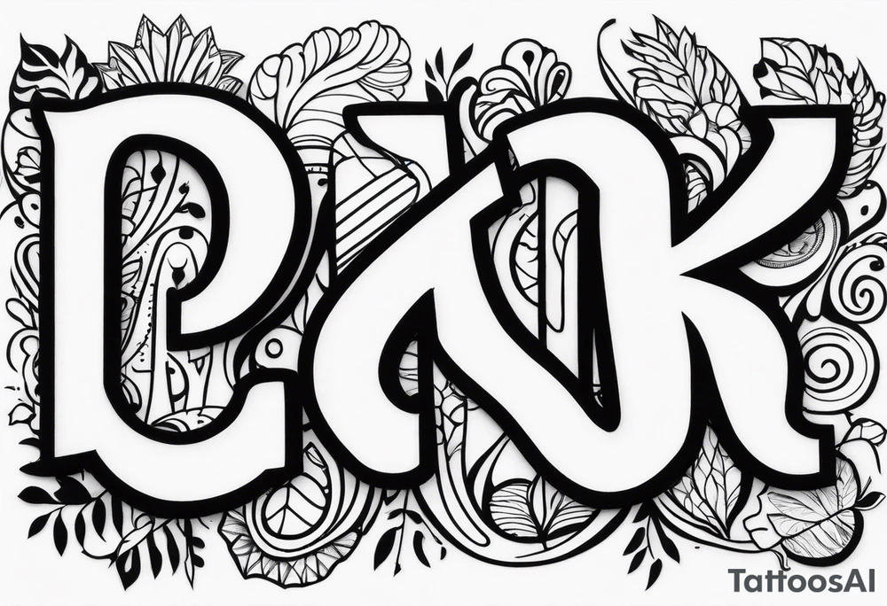 letters GDKP in rabbit paw tattoo idea