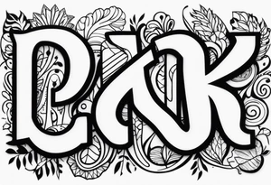 letters GDKP in rabbit paw tattoo idea