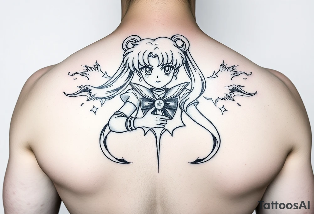 legendary sailor moon with energy aura and power effects tattoo idea