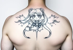 legendary sailor moon with energy aura and power effects tattoo idea