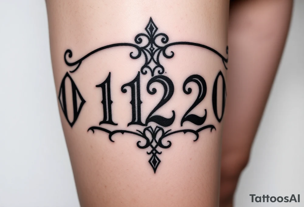 30 12 2006 in Roman numerals gothic style for men tattoo idea